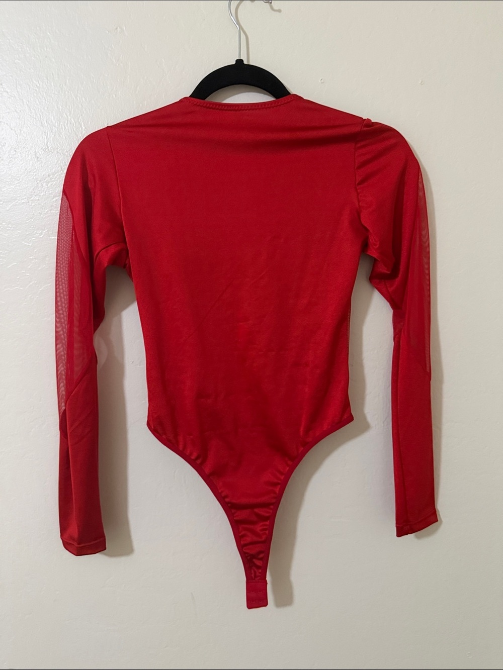 Red Sheer Corset-Style Long Sleeve Bodysuit. New without tags (NWOT) - Picture 5 of 7